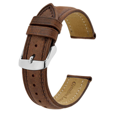 Vintage Crazy Horse Leather Watch Straps, Dark Brown