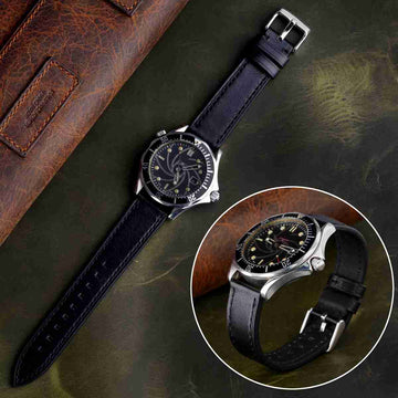 Quick Release Leather Watch Straps in Black