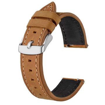 Crazy Horse Leather Watch Straps with Quick Release, Tan