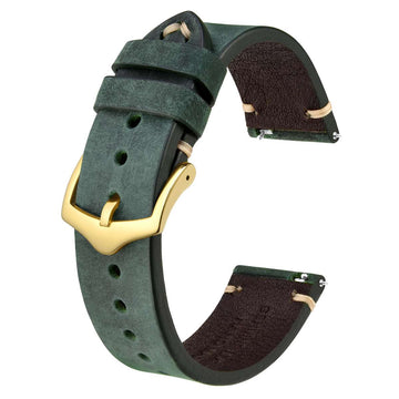 Simple Handmade Italian Leather Watch Strap - Green