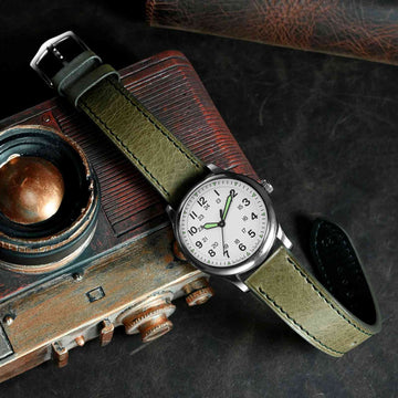 Italian Vegetable Tanned Leather Watch Straps, Olive Green